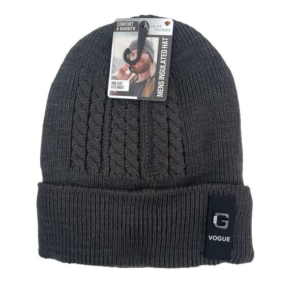 HEAT TRENDZ Winter Hat Mens One Size Fits Most Gray Acrylic Polyester NWT Vogue - Picture 1 of 7
